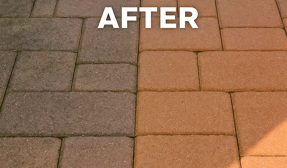 Sealed rich-colored pavers after treatment