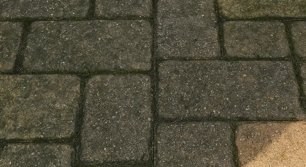 Grimy pavers before sealing